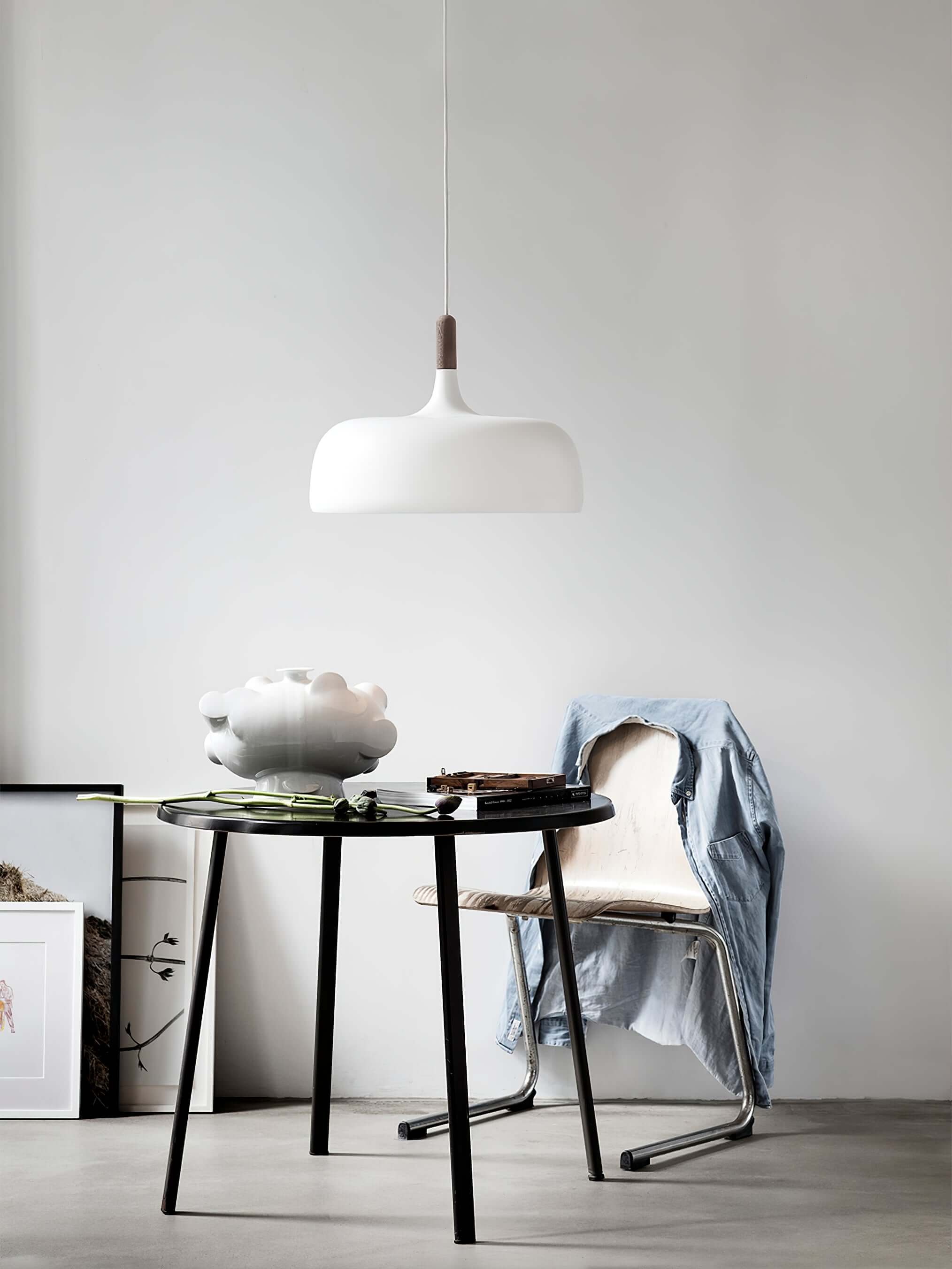Acorn Pendant Light, Zinc Alloy Shade, Solid Oak Base, E27