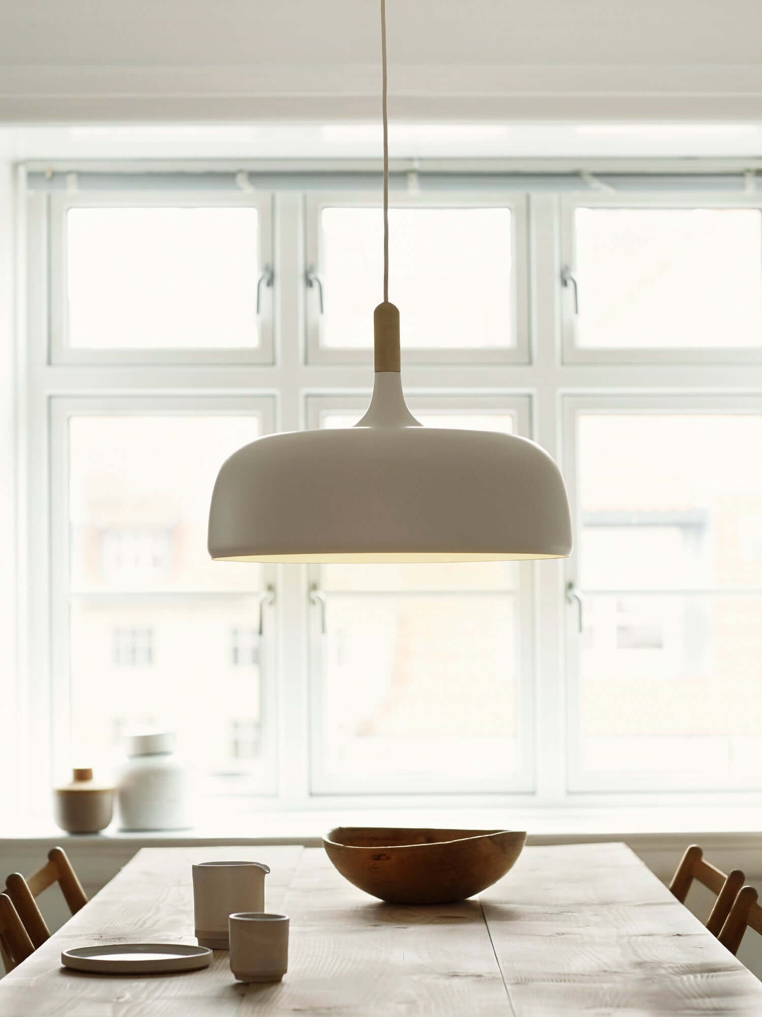 Acorn Pendant Light, Zinc Alloy Shade, Solid Oak Base, E27