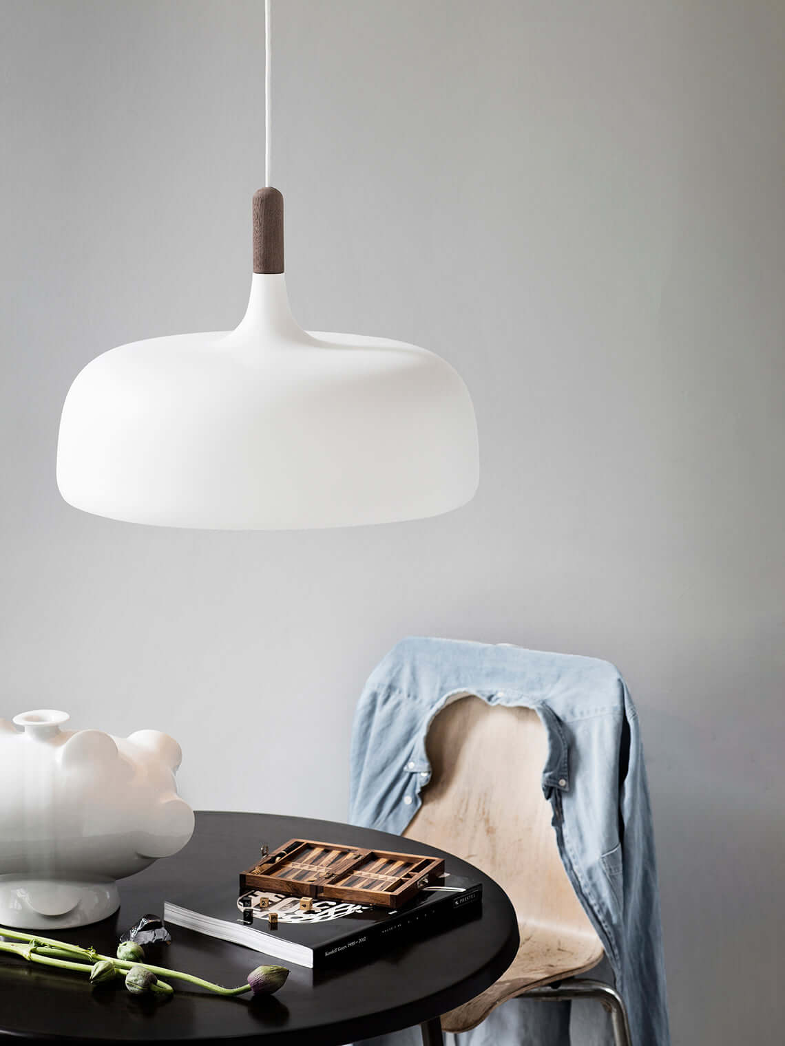 Acorn Pendant Light, Zinc Alloy Shade, Solid Oak Base, E27