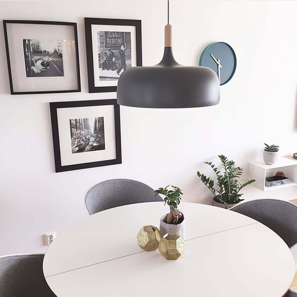 Acorn Pendant Light, Zinc Alloy Shade, Solid Oak Base, E27