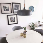 Acorn Pendant Light, Zinc Alloy Shade, Solid Oak Base, E27