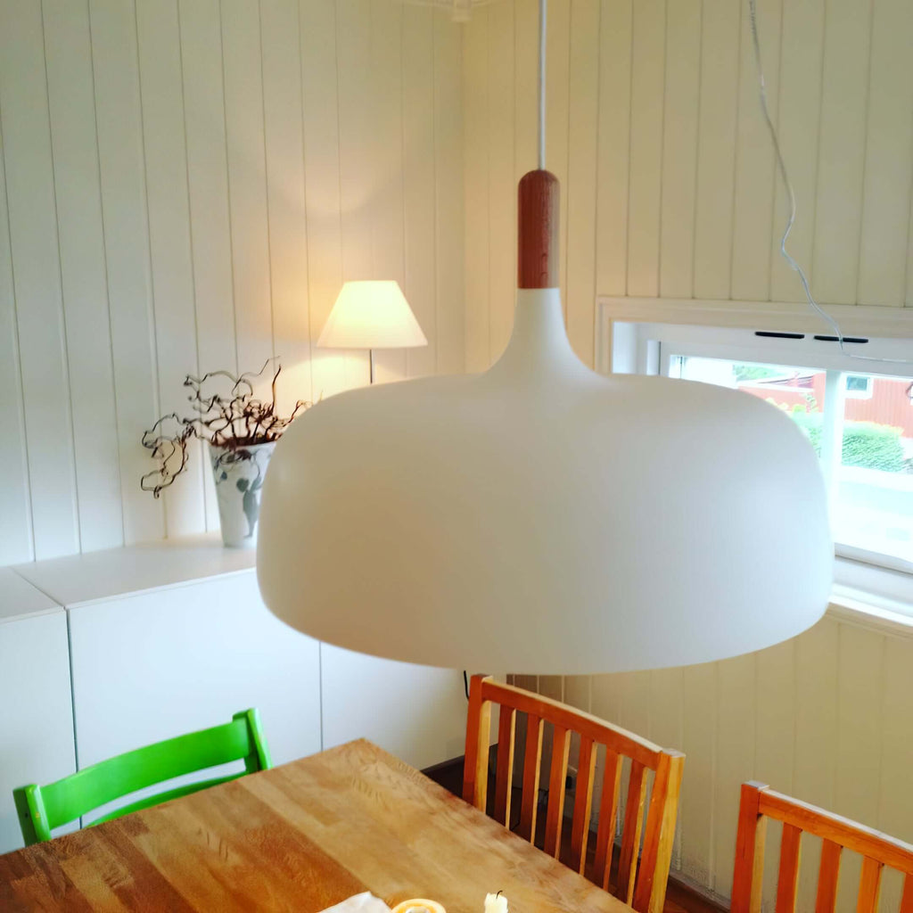 Acorn Pendant Light, Zinc Alloy Shade, Solid Oak Base, E27