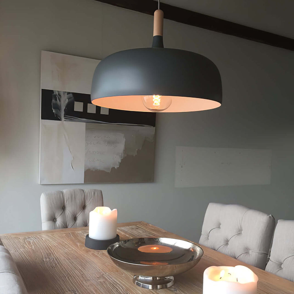 Acorn Pendant Light, Zinc Alloy Shade, Solid Oak Base, E27