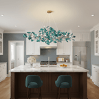 Lustre Feuille de Ginkgo, Feuilles en acrylique, Cadre or ou chrome, G9