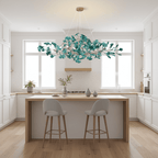 Ginkgo leaf chandelier rendering showing horizontal silhouette