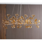 Lustre Feuille de Ginkgo, Feuilles en acrylique, Cadre or ou chrome, G9