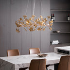 Lustre Feuille de Ginkgo, Feuilles en acrylique, Cadre or ou chrome, G9