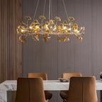 Lustre Feuille de Ginkgo, Feuilles en acrylique, Cadre or ou chrome, G9