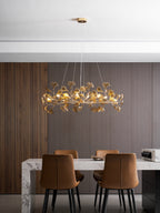 Lustre Feuille de Ginkgo, Feuilles en acrylique, Cadre or ou chrome, G9