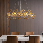Lustre Feuille de Ginkgo, Feuilles en acrylique, Cadre or ou chrome, G9