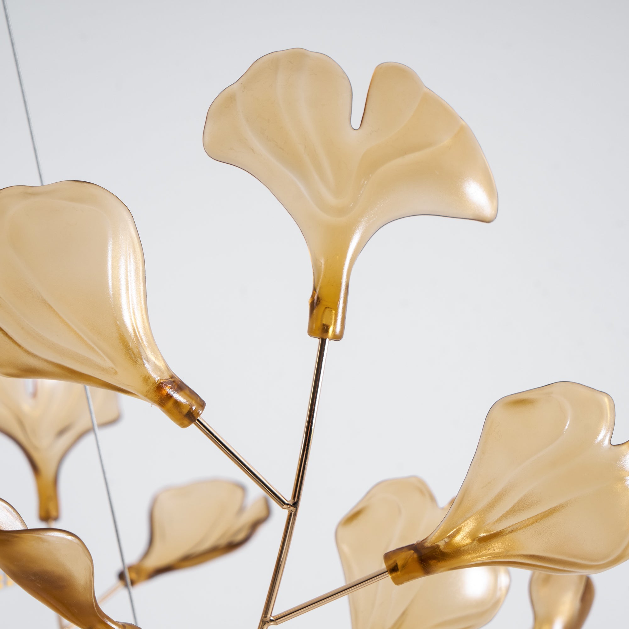 Lustre Feuille de Ginkgo, Feuilles en acrylique, Cadre or ou chrome, G9