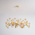 Lustre Feuille de Ginkgo, Feuilles en acrylique, Cadre or ou chrome, G9