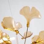 Lustre Feuille de Ginkgo, Feuilles en acrylique, Cadre or ou chrome, G9