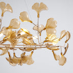 Lustre Feuille de Ginkgo, Feuilles en acrylique, Cadre or ou chrome, G9