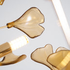 Lustre Feuille de Ginkgo, Feuilles en acrylique, Cadre or ou chrome, G9
