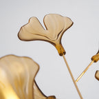 Lustre Feuille de Ginkgo, Feuilles en acrylique, Cadre or ou chrome, G9
