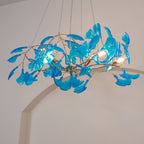 Lustre Feuille de Ginkgo, Feuilles en acrylique, Cadre or ou chrome, G9