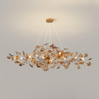Lustre Feuille de Ginkgo, Feuilles en acrylique, Cadre or ou chrome, G9