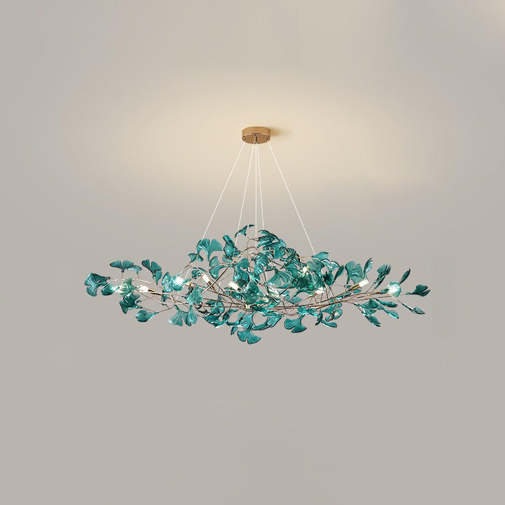 Lustre Feuille de Ginkgo, Feuilles en acrylique, Cadre or ou chrome, G9