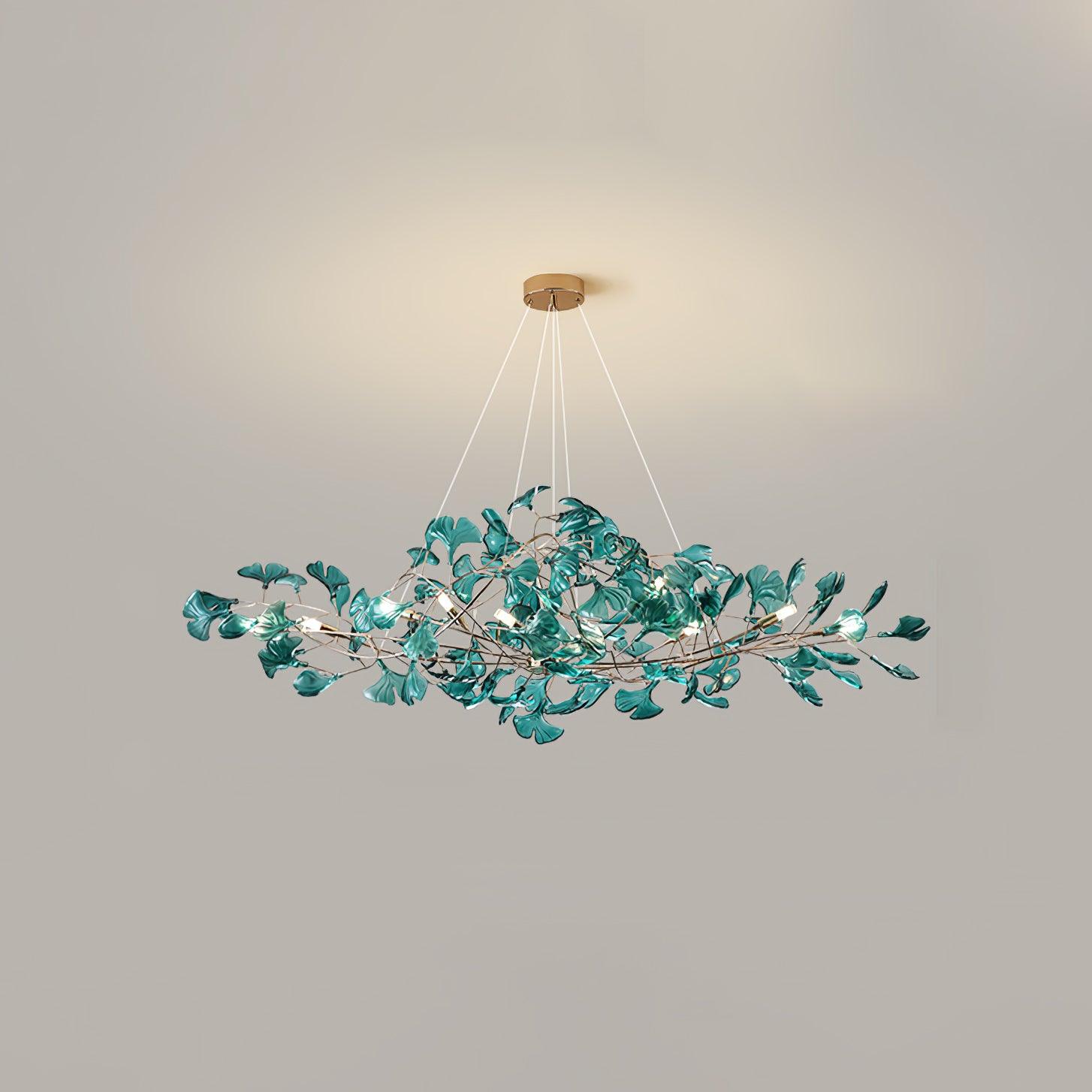 Lustre Feuille de Ginkgo, Feuilles en acrylique, Cadre or ou chrome, G9