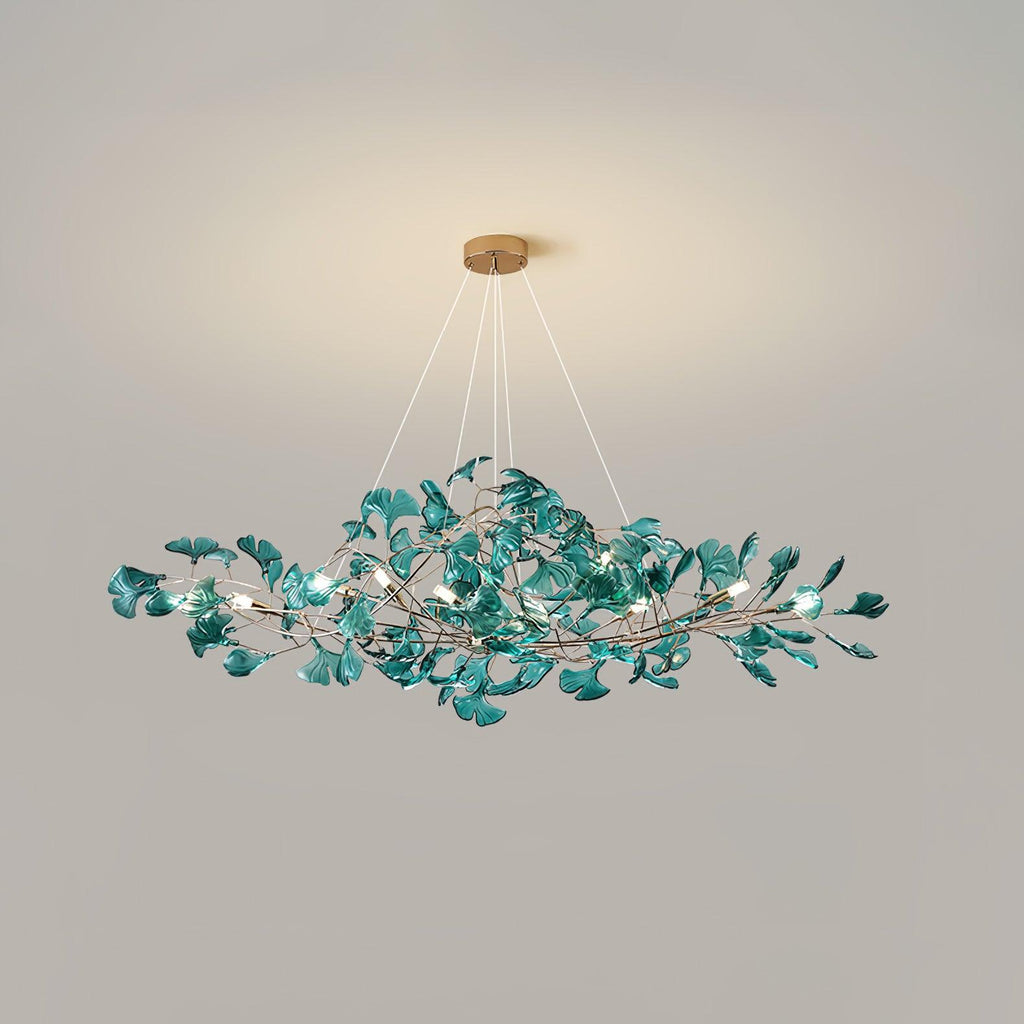 Lustre Feuille de Ginkgo, Feuilles en acrylique, Cadre or ou chrome, G9