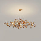 Lustre Feuille de Ginkgo, Feuilles en acrylique, Cadre or ou chrome, G9