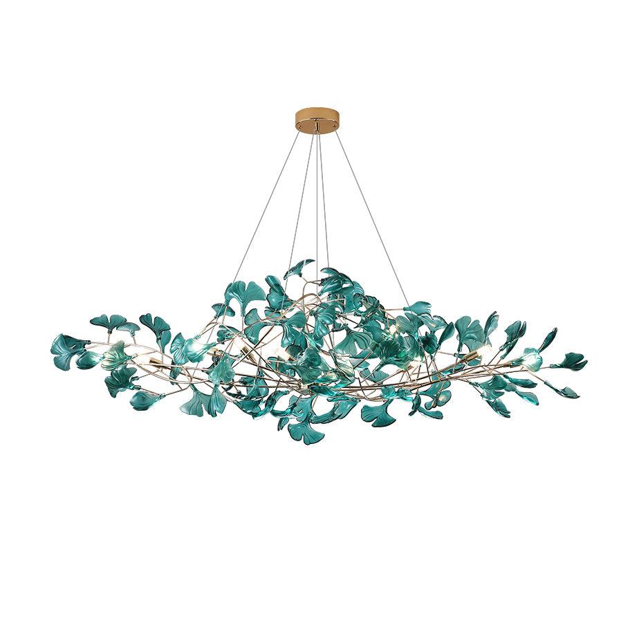 Lustre Feuille de Ginkgo, Feuilles en acrylique, Cadre or ou chrome, G9