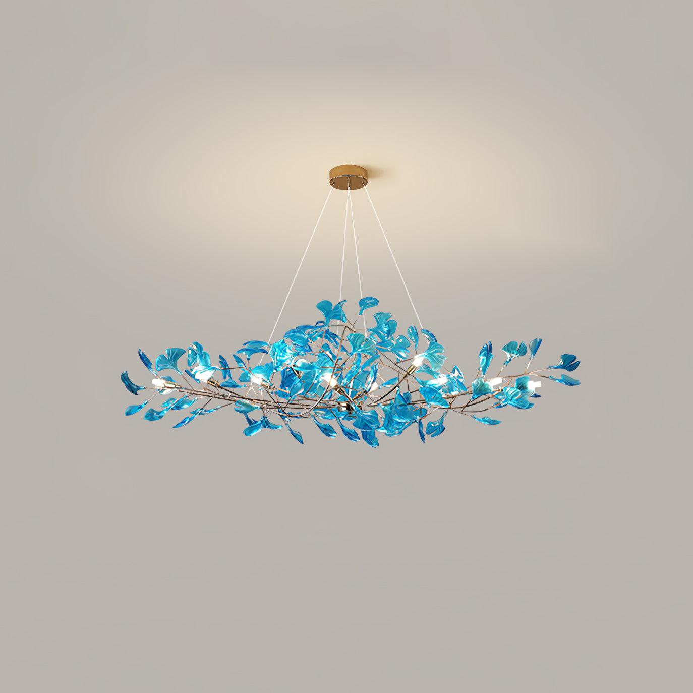 Lustre Feuille de Ginkgo, Feuilles en acrylique, Cadre or ou chrome, G9