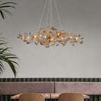 Lustre Feuille de Ginkgo, Feuilles en acrylique, Cadre or ou chrome, G9