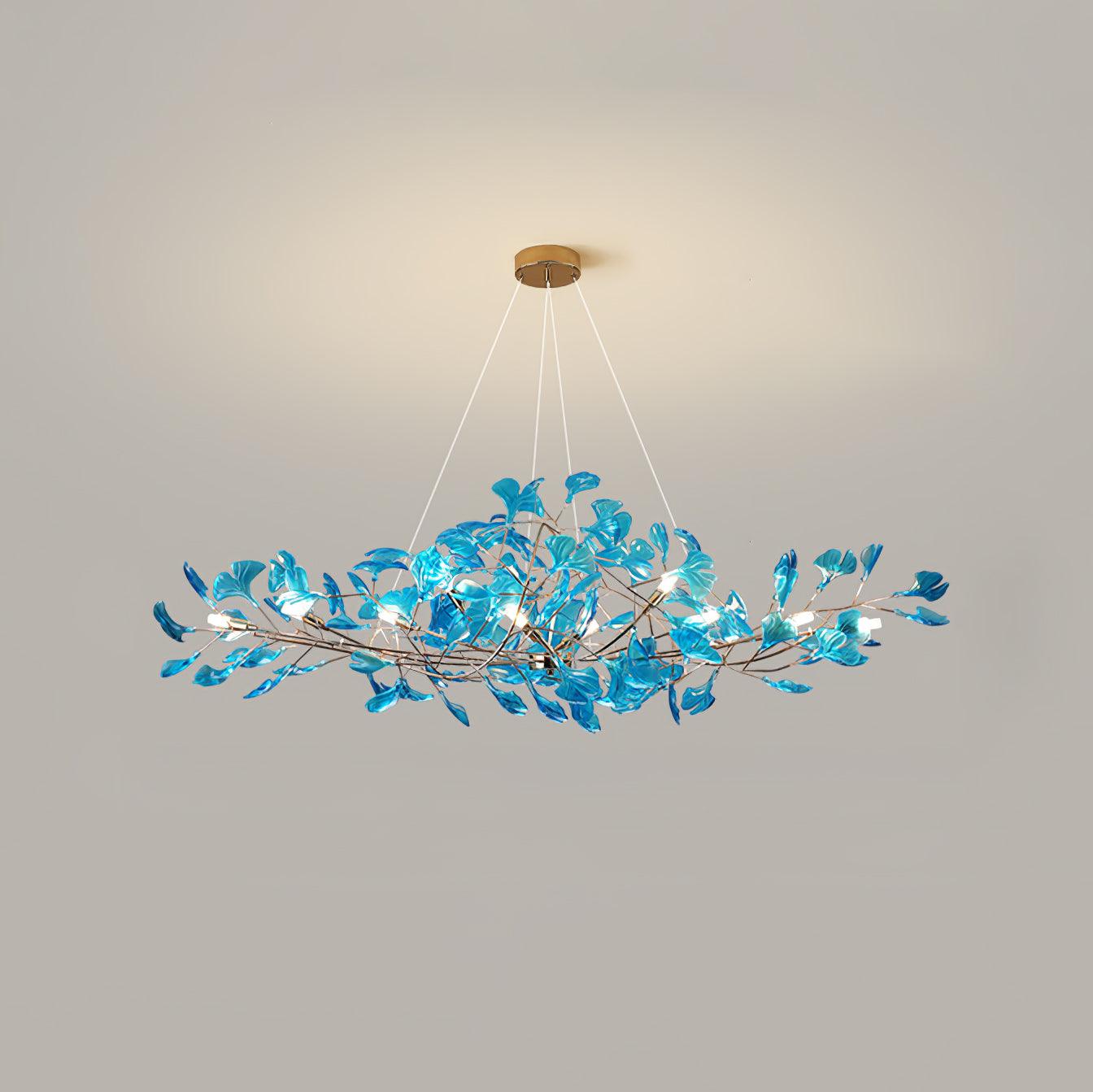 Lustre Feuille de Ginkgo, Feuilles en acrylique, Cadre or ou chrome, G9