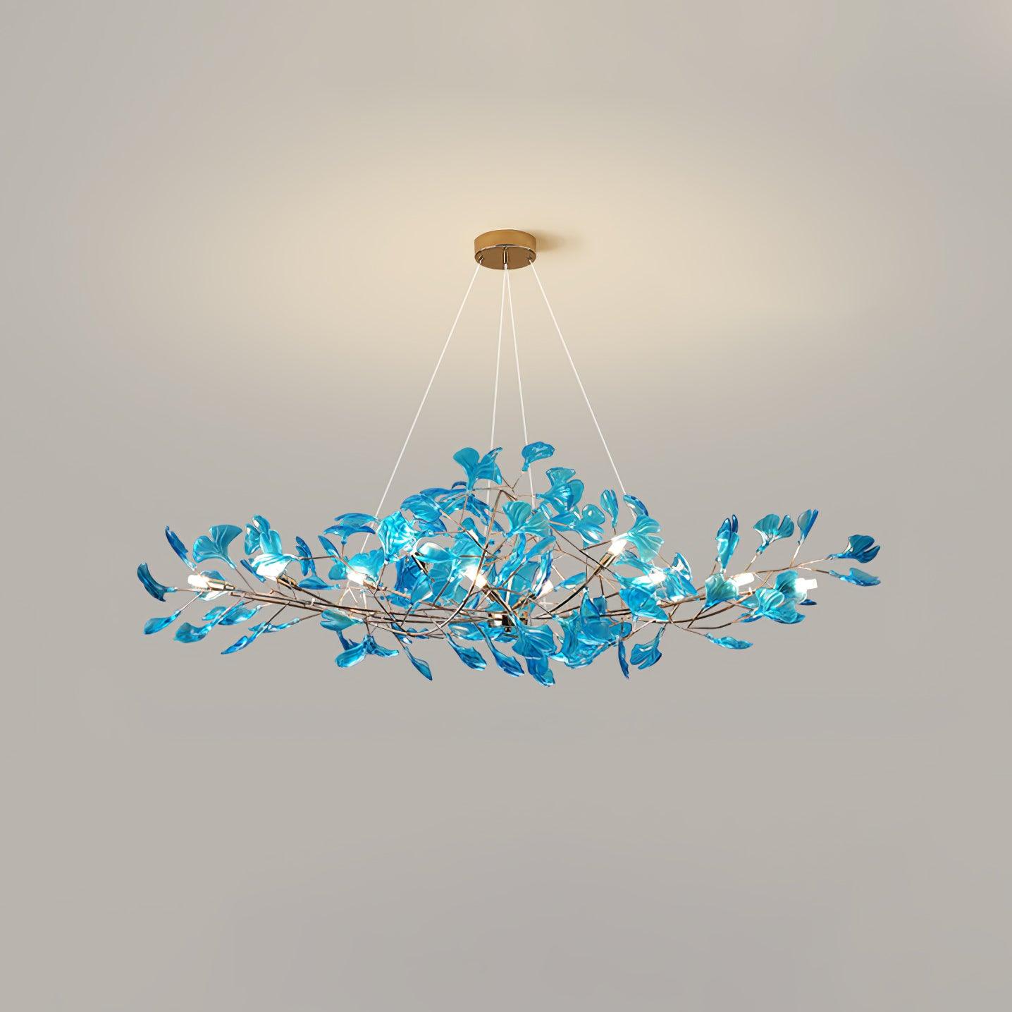 Ginkgo leaf chandelier close-up of a single acrylic leaf