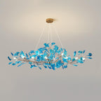 Ginkgo leaf chandelier overhead view of fanned acrylic leaves
