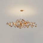Ginkgo leaf chandelier viewed from below showing G9 sockets