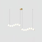Acrylic pearl chandelier detail of luminous white acrylic orbs