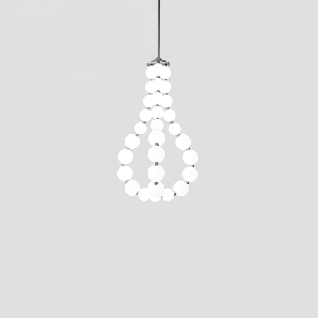 Acrylic pearl chandelier with chrome base and clustered orbs
