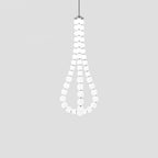 Acrylic pearl chandelier with chrome base and pearl-like orbs