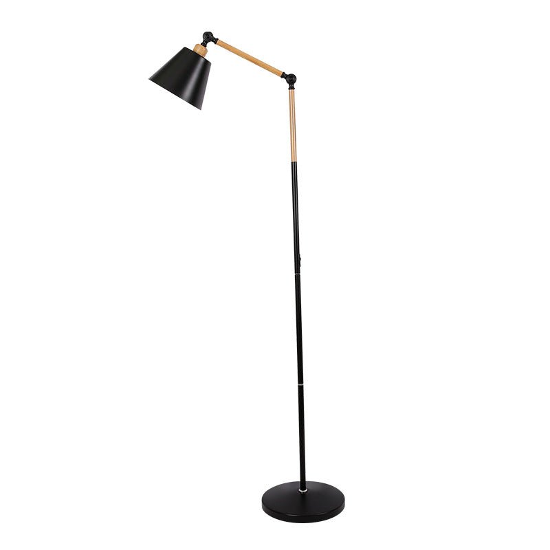 Lampadaire, bras en bois réglable, design scandinave de 60 pouces