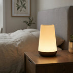 Bordlampe, RGB kegleskærm med træstrukturbase, berørings- og appstyring, 15 tommer