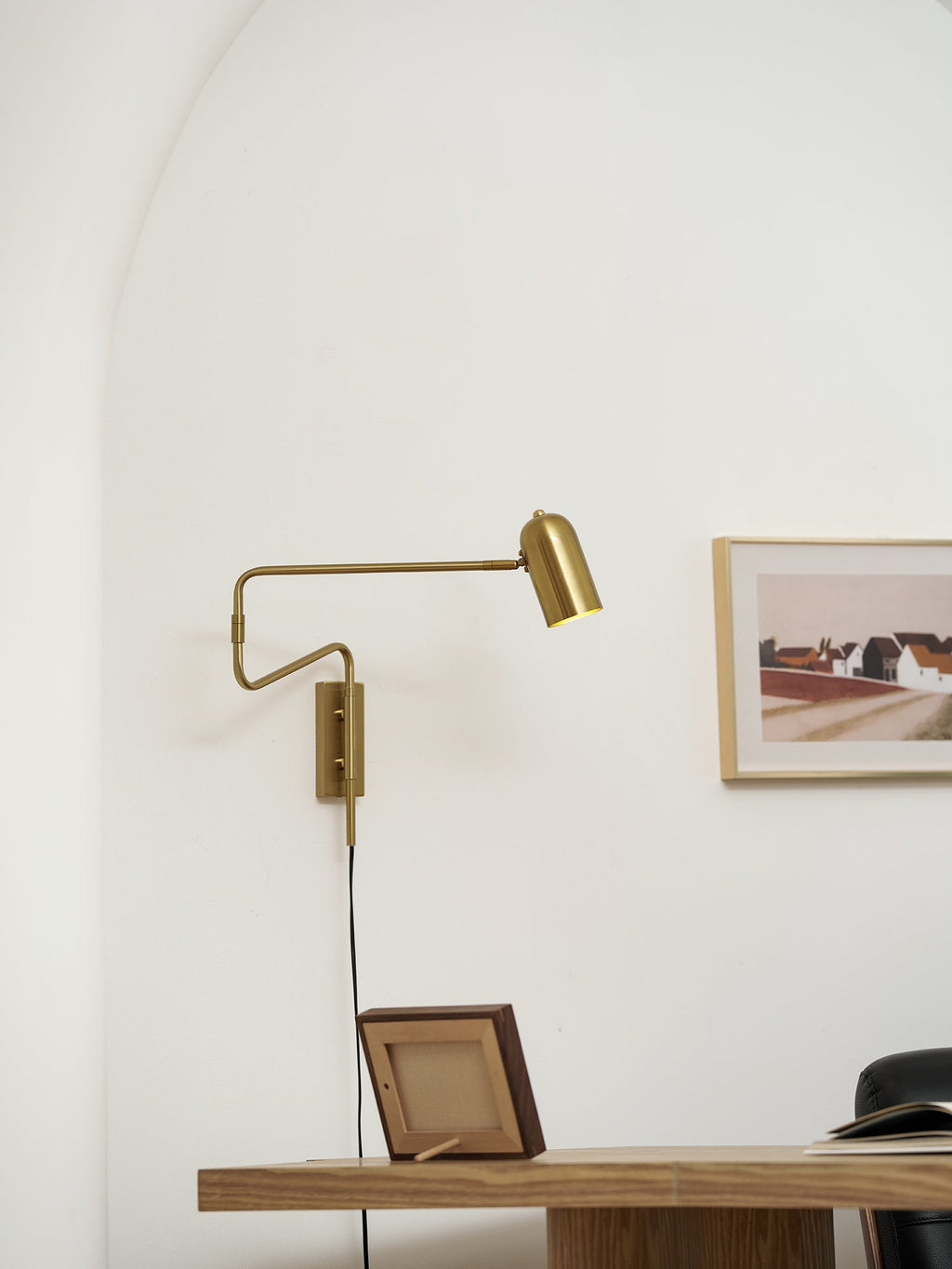 Swing Arm Wall Lamp, Plug In, Adjustable 360 Arm, E27 Socket