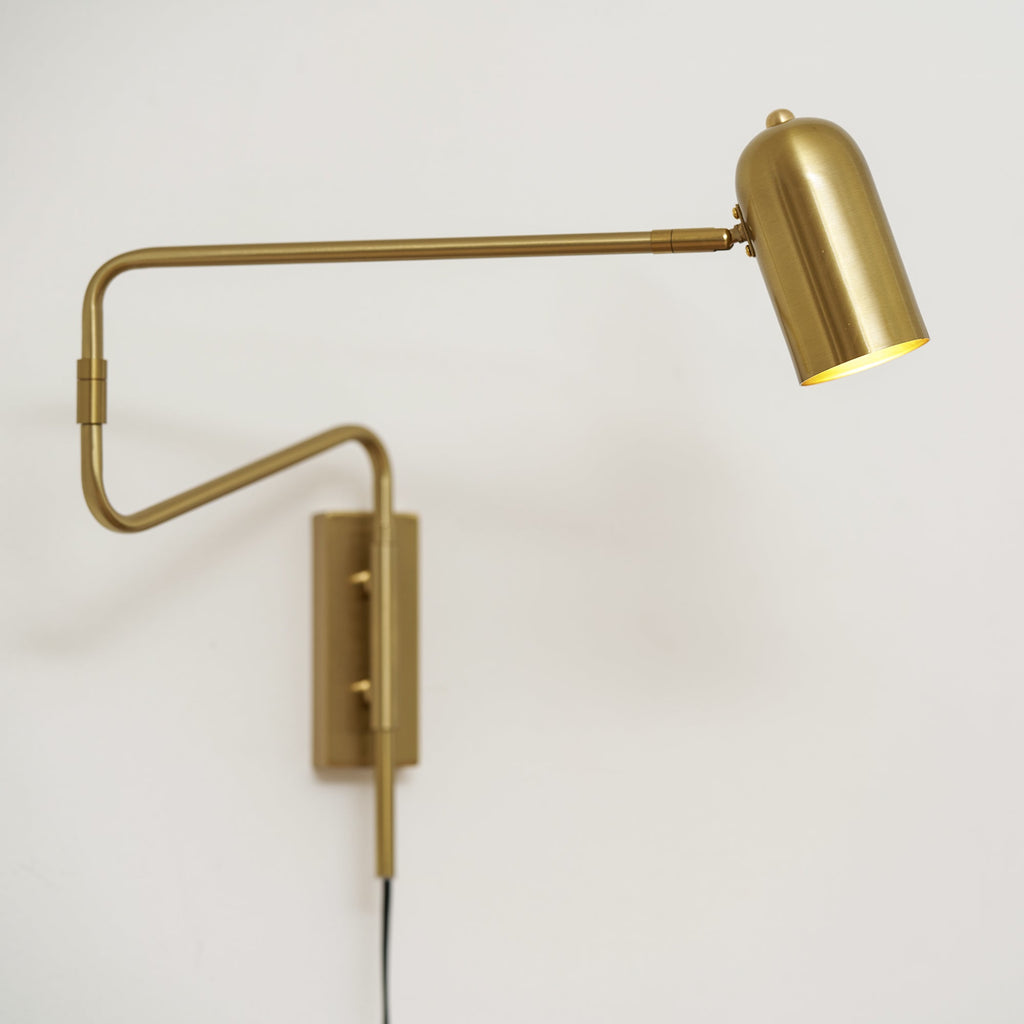 Swing Arm Wall Lamp, Plug In, Adjustable 360 Arm, E27 Socket