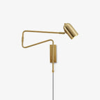 Swing arm plug-in wall lamp with cord and inline switch