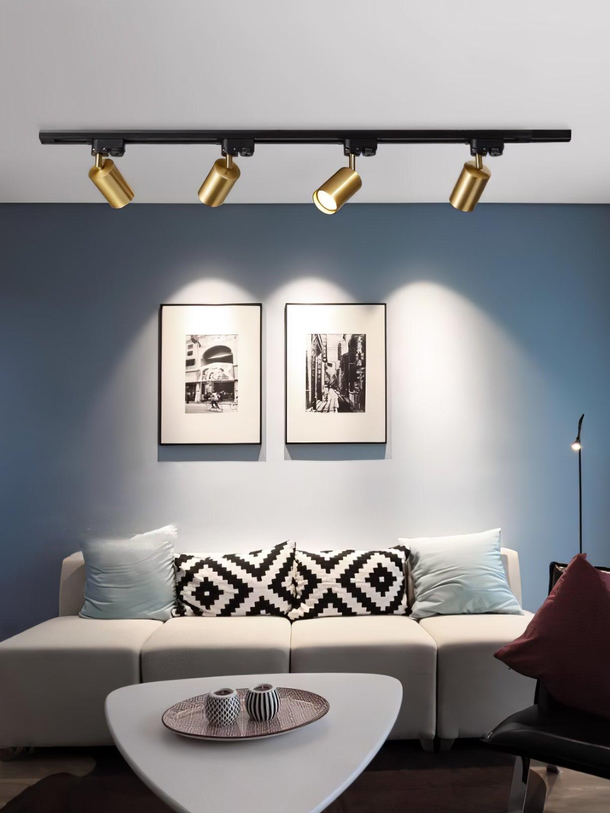 Track ceiling light shown lighting a retail display