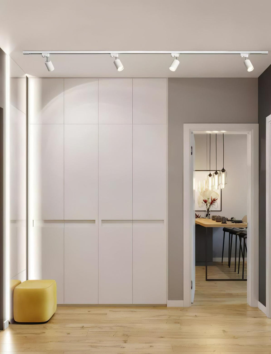 Skinne loftlampe, justerbare spotlights, integreret LED, 24 graders strålevinkel