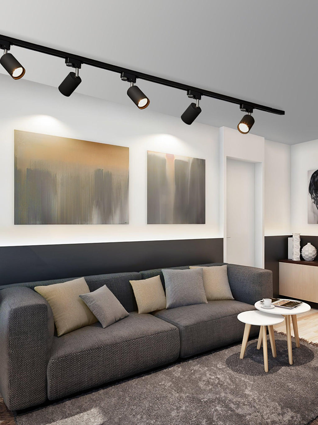 Skinne loftlampe, justerbare spotlights, integreret LED, 24 graders strålevinkel
