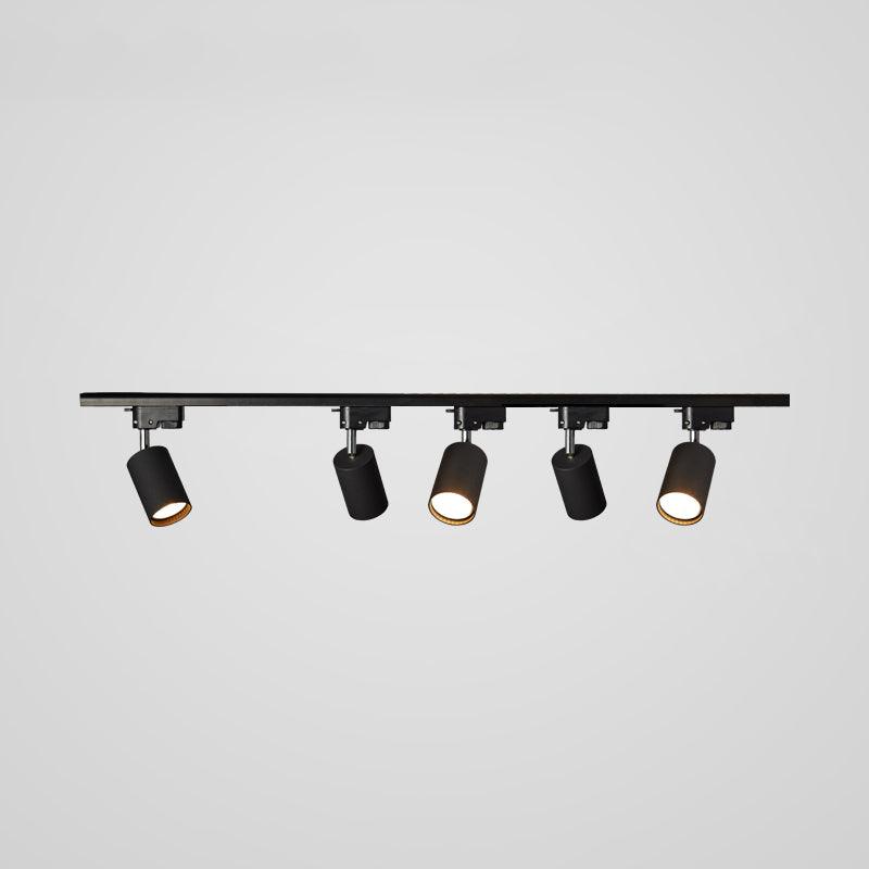 Track ceiling light with white body and adjustable heads