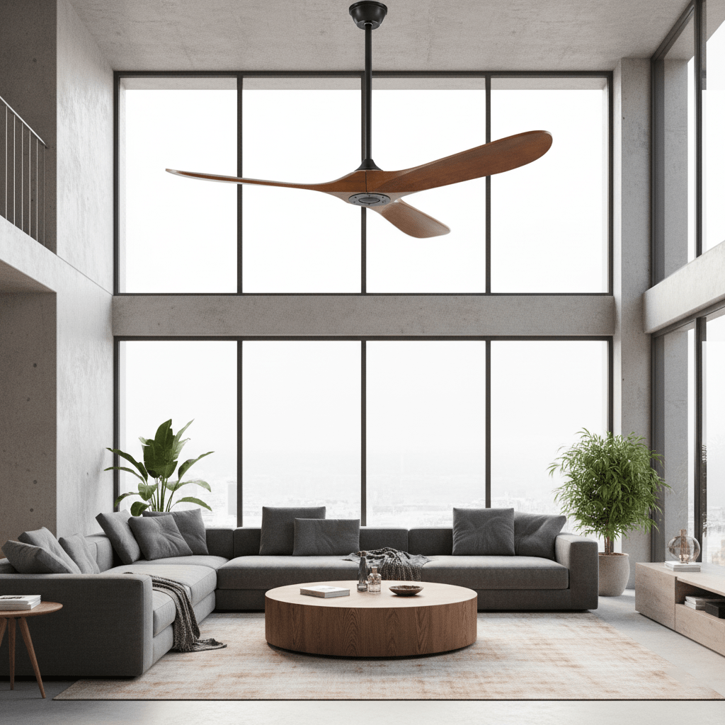 Propeller ceiling fan shown from above on a white background