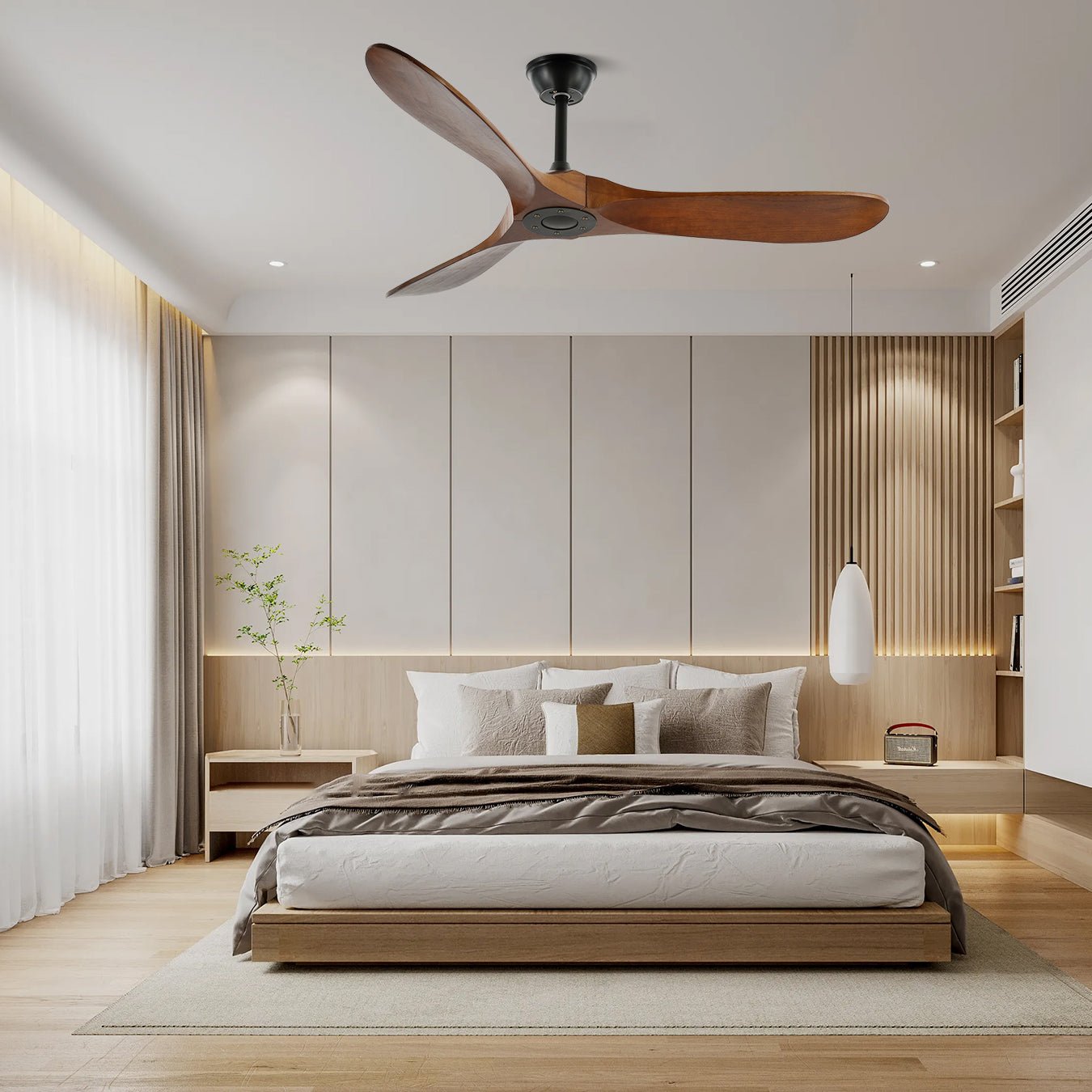 Aero Breeze Ceiling Fan With Wooden Propeller Blades, DC Motor, 42 or 52 Inch