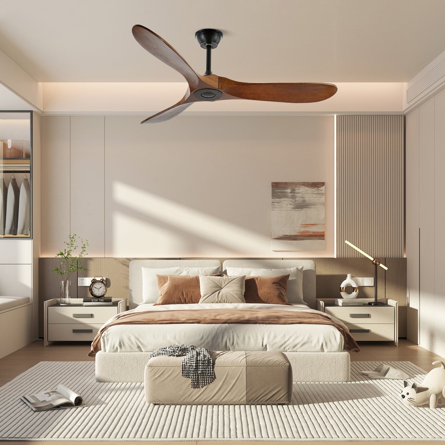 Aero Breeze Ceiling Fan With Wooden Propeller Blades, DC Motor, 42 or 52 Inch