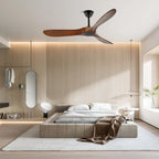 Aero Breeze ceiling fan with natural wood blades in a living room