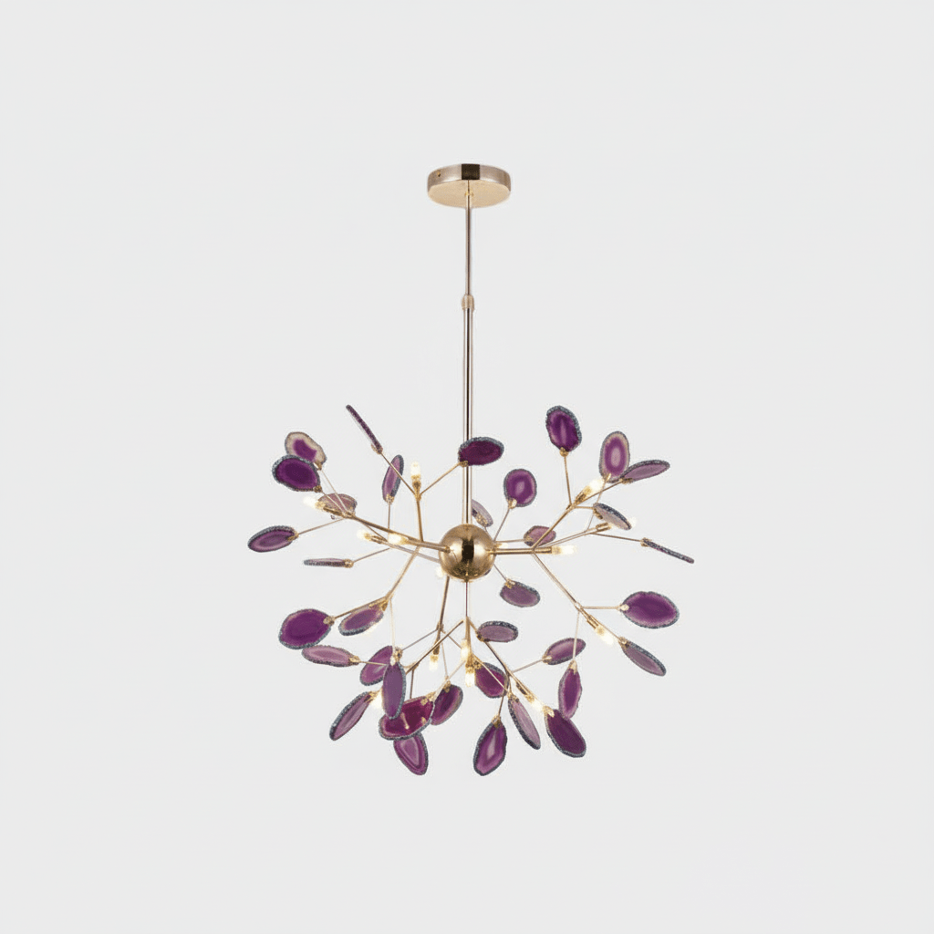 Agate chandelier showing colour variation across the stones